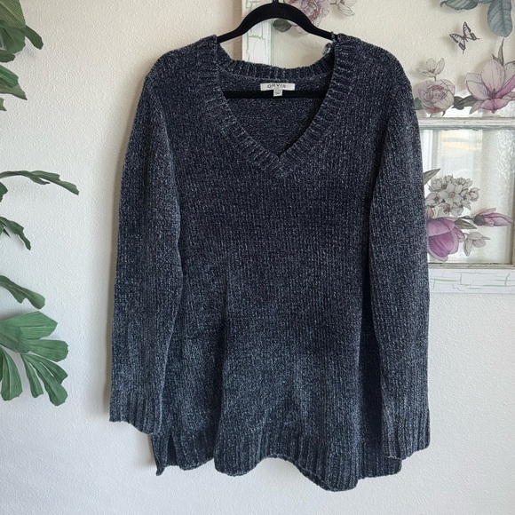 Orvis Sweaters - Orvis Chenille Sweater Women’s Size XL Gray Black Marled Knit Pullover